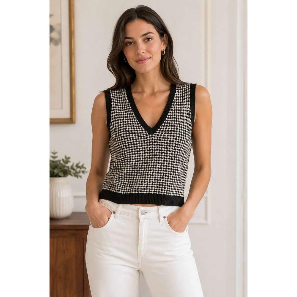 Ralph Lauren Houndstooth V-Neck Sweater Vest